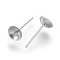 Non-Tarnish Stainless Steel Stud Earring Findings, 304 stainless pin with 201 stainless tray, For Half Drilled Beads, Flat Round, Stainless Steel Color, 13x6mm, Pin: 0.7mm