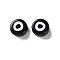 Opaque Acrylic Beads, Flat Round with Evil Eye, Black, 10.5x4.5mm, Hole: 1.8mm