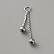 Brass Pendants, Tassel Charms, Platinum, 29x4mm, Hole: 2.5mm
