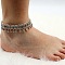 Bohemian Flower Tassel Alloy Anklets for Women, Antique Silver & Platinum, 8-1/2 inch(215mm)
