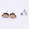Natural Wood Stud Earrings, with Stainless Steel Stud Earring Findings and Ear Nuts, Hedgehog, Bisque, Stainless Steel Color, 10.5x7x4mm, Pin: 0.6mm