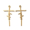 Ion Plating(IP) 304 Stainless Steel Pendants, Laser Cut, Cross with Word Hope Charm, Real 18K Gold Plated, 39.5x20.5x1mm, Hole: 2mm