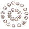 30Pcs Sew on Rhinestone, Multi-Strand Links, Glass Rhinestone, with Light Gold Alloy Findings, Garment Accessories, Heart, Light Rose, 13x12x5mm, Hole: 0.6mm