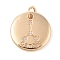 Brass with Clear Cubic Zirconia Pendants, with Jump Rings, Flat Round, Cancer, 15.5x2mm, Hole: 3.5mm