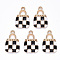 Alloy Enamel Pendants, Handbag, Light Gold, Black, 21x13.5x3mm, Hole: 2mm