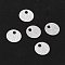 Brass Charms, Flat Round, 925 Sterling Silver Plated, 6x0.5mm, Hole: 1.2mm