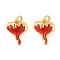 Brass Enamel Pendants, Heart Charms, Long-Lasting Plated, Lead Free & Cadmium Free, Real 24K Gold Plated, with Jump Ring, Red, 11.5x9.5x3mm, Hole: 2mm