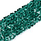Transparent Glass Beads Strands, Triangle, Faceted, Teal, 3~3.5x4~4.5x4~4.5mm, Hole: 0.8mm, about 121~131pcs/strand, 14.37~15.35 inch(36.5~39cm)