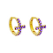 S925 Sterling Silver Cross Hoop Earrings, with Purple Cubic Zirconia, Golden, 11x6mm