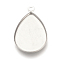 Tarnish Resistant 201 Stainless Steel Pendant Cabochon Settings, Plain Edge Bezel Cups, teardrop, Stainless Steel Color, Tray: 24.5x17.5mm, 30x19x2mm, Hole: 2.5mm