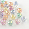Round AB Color Transparent Acrylic Beads, with Colorful Glitter Powder, Mixed Color, 10mm, Hole: 1.8~2mm, about 857pcs/500g