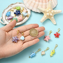 15 шт. подвесные украшения ручной работы из фарфора с морской тематикой&nbsp;HJEW-YW00237