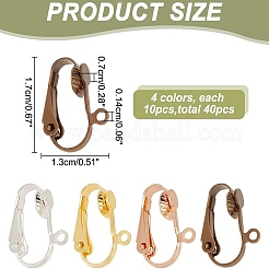 40шт 4 цвета латунные клипсы для серег&nbsp;KK-AR0004-20