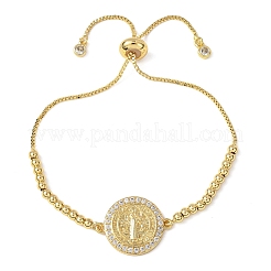 Латунные браслеты-слайдеры с микропаве из прозрачных кубических цирконий для женщин&nbsp;BJEW-G768-01G