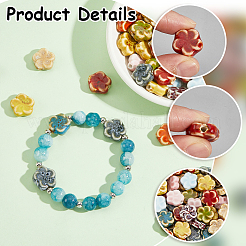 60 шт. 10-х цветные фарфоровые бусины ручной работы для изготовления ожерелий и браслетов&nbsp;PORC-SC0001-24