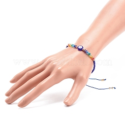 Браслет лэмпворк сглаз и стеклянные бусины&nbsp;BJEW-JB08367-01