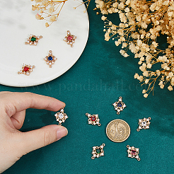 10 шт. 5-цветные подвески-соединители в форме полого ромба из латуни с прозрачным кубическим цирконием и стеклом&nbsp;KK-HS0015-56