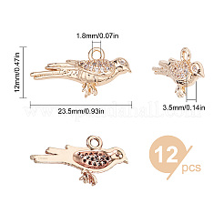 12шт латунные подвески с микропаве и кубическим цирконием&nbsp;KK-SC0003-17-RS