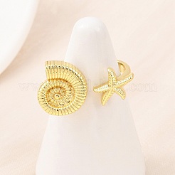 Латунь манжеты кольца RJEW-D333-03G