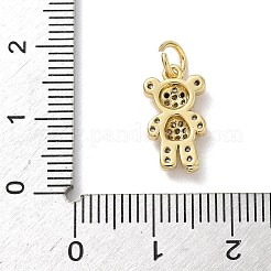 Подвески-медведи из латунных черных и прозрачных кубических цирконий с микропаве&nbsp;KK-B155-20G