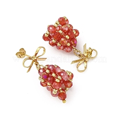 3 пара сережек-гвоздиков из латуни в виде рождественского колокольчика&nbsp;EJEW-MZ00495