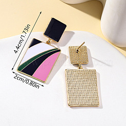 Прямоугольные серьги-гвоздики из сплава с эмалью&nbsp;FS-WG25040-01