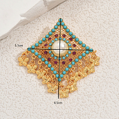 Ромб в стиле бохо с бабочкой из сплава пластика жемчужные броши для рюкзака одежды&nbsp;TA3973