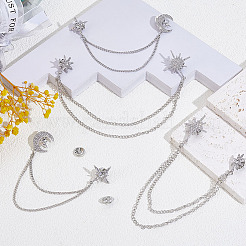 4 шт. 2 стиля брошь-цепочка со звездами и кристаллами из горного хрусталя&nbsp;JEWB-ME0001-28P