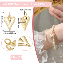 10 шт. латунные подвески в форме сердца&nbsp;KK-BBC0021-64