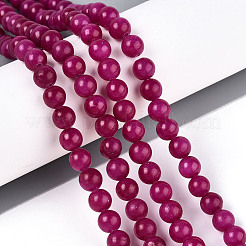 Нити круглых бусин из натурального окрашенного нефрита машан&nbsp;G-T139-6mm-67D