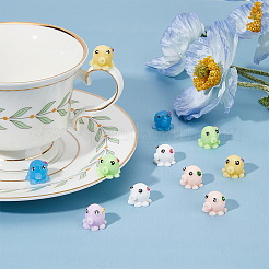 48 шт. 6-х цветный мини-милый осьминог из смолы&nbsp;AJEW-FH0003-96