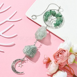 Подвески из натурального зеленого авантюрина «Древо жизни»&nbsp;HJEW-JM01855-03