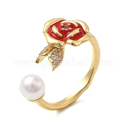 Латунные микро проложить манжеты кольца кубического циркония&nbsp;RJEW-P166-03G-02