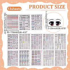13 шт. 13 стиля наклейки для переноса глаз на воду&nbsp;AJEW-WR0002-89