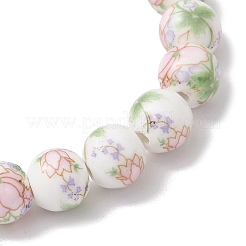 Ручная работа цветочные узоры фарфоровые керамические круглые бусины эластичные браслеты для женщин&nbsp;BJEW-JB12091-02