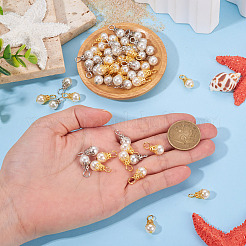 100 шт. 2-х цветные круглые акриловые подвески с имитацией жемчуга&nbsp;PALLOY-TA00292