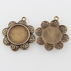 Старинные цветочные параметры сплава подвеска кабошон&nbsp;X-PALLOY-N0088-71AB-NF