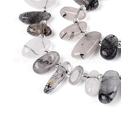 Нити натуральных кварцевых бусин черного турмалинового цвета&nbsp;G-Z091-A31