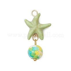 8 шт. 8-х цветные синтетические бирюзовые круглые подвески в виде морской звезды&nbsp;PALLOY-JF04128-02