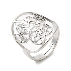 Не тускнеющая плетеная сетка из нержавеющей стали марки 304 с регулируемым кольцом из перьев для женщин&nbsp;RJEW-M149-26P