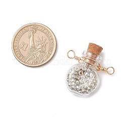 6 шт. двухцветная стеклянная бутылка с круглыми бусинами внутри&nbsp;PALLOY-JF04511-02