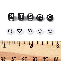 200шт 5 стиля непрозрачные акриловые бусины&nbsp;MACR-FP0001-11