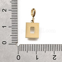 Прямоугольные подвесные украшения из нержавеющей стали 304 со стразами&nbsp;STAS-H202-15G