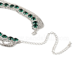 Латунные ожерелья с кисточками и круглыми плоскими стразами для женщин&nbsp;NJEW-M104-01S-01