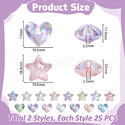 50 шт. 2 стиля УФ-покрытие прозрачные акриловые бусины&nbsp;MACR-GA0001-07