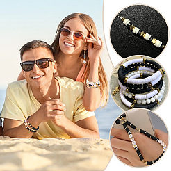 Наборы для изготовления браслетов из плоских круглых полимерных глиняных и пластиковых бусин ccb&nbsp;DIY-PH0029-38