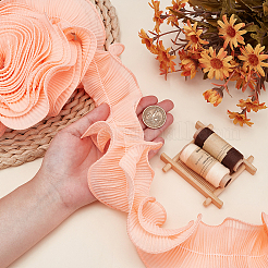 Шифоновая органза плиссированная кружевная отделка&nbsp;DIY-WH0892-01B