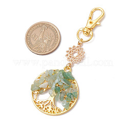 Бусины из натурального зеленого авантюрина и сплава с подвеской в виде дерева жизни&nbsp;HJEW-JM03129-04