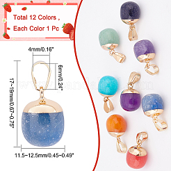 12 шт. 12 стильных позолоченных подвески из смешанных драгоценных камней&nbsp;G-OC0003-16