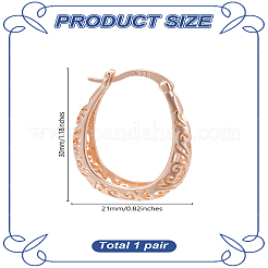 1 пара овальных серег-колец из латуни для женщин&nbsp;EJEW-LP0001-36KCG